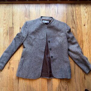 Evan Picone Brown Herringbone Wool Blazer